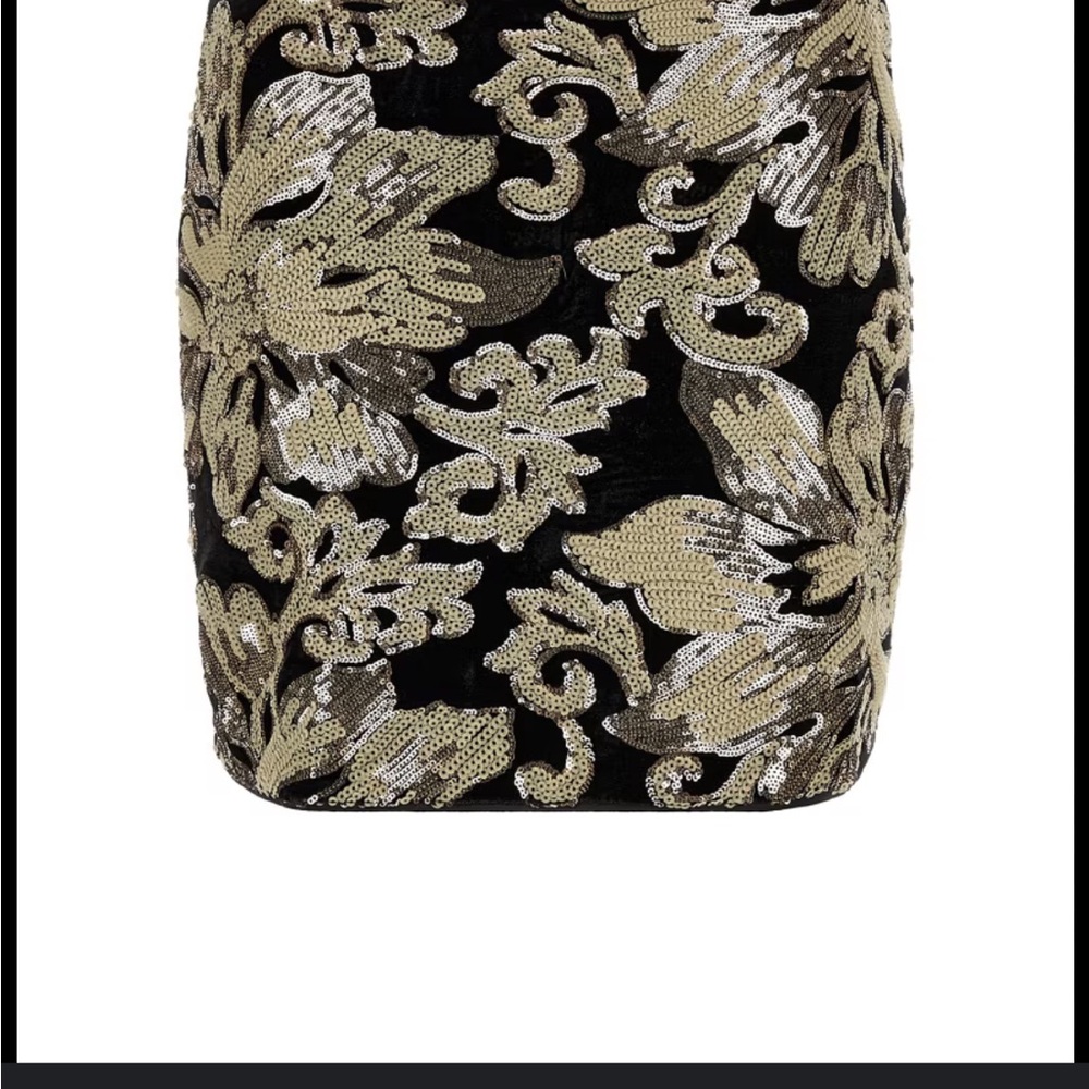 ISO Guess Black Mini Pencil Skirt with Gold Sequin Embellishments